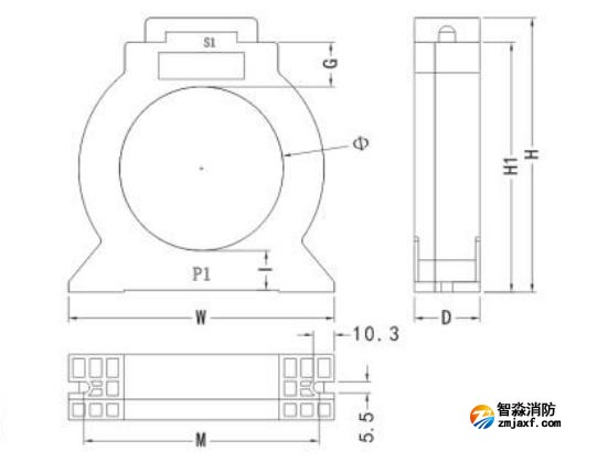 閉口式，圓孔100A-630A外形尺寸圖