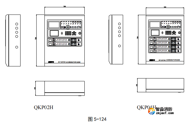 海灣GST-QKP01H、 GST-QKP02H、 GST-QKP04H 型氣體滅火控制器/火災報警控制器示意圖